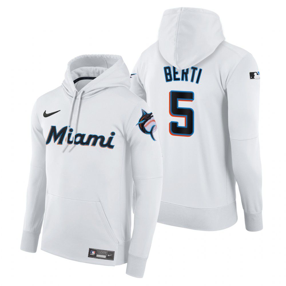 Cheap Men Miami Marlins 5 Berti white home hoodie 2021 MLB Nike Jerseys